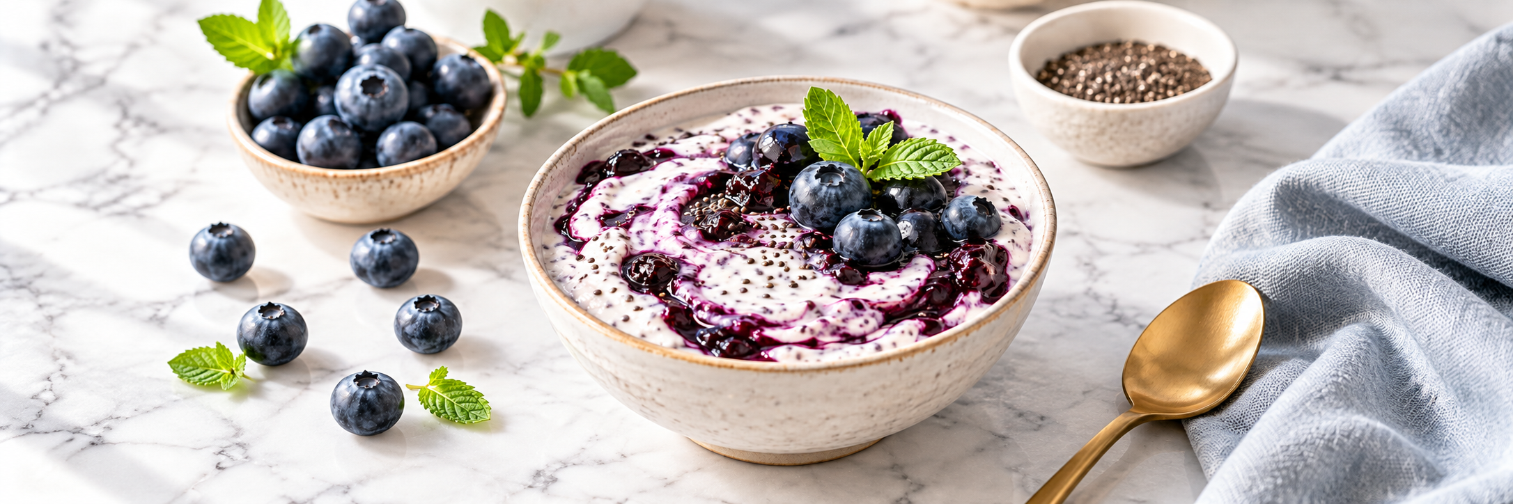 Chia-Joghurt-Creme mit Heidelbeerwirbel