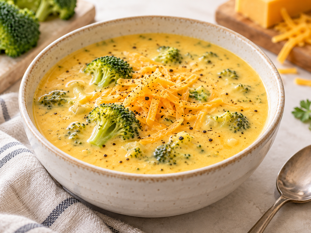 Cremige Brokkoli-Cheddar-Suppe