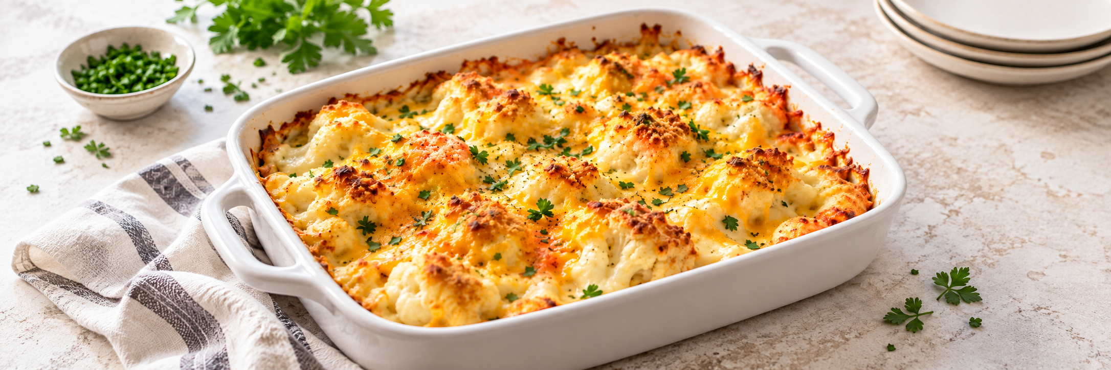 Cremiger Blumenkohl-Cheddar-Auflauf