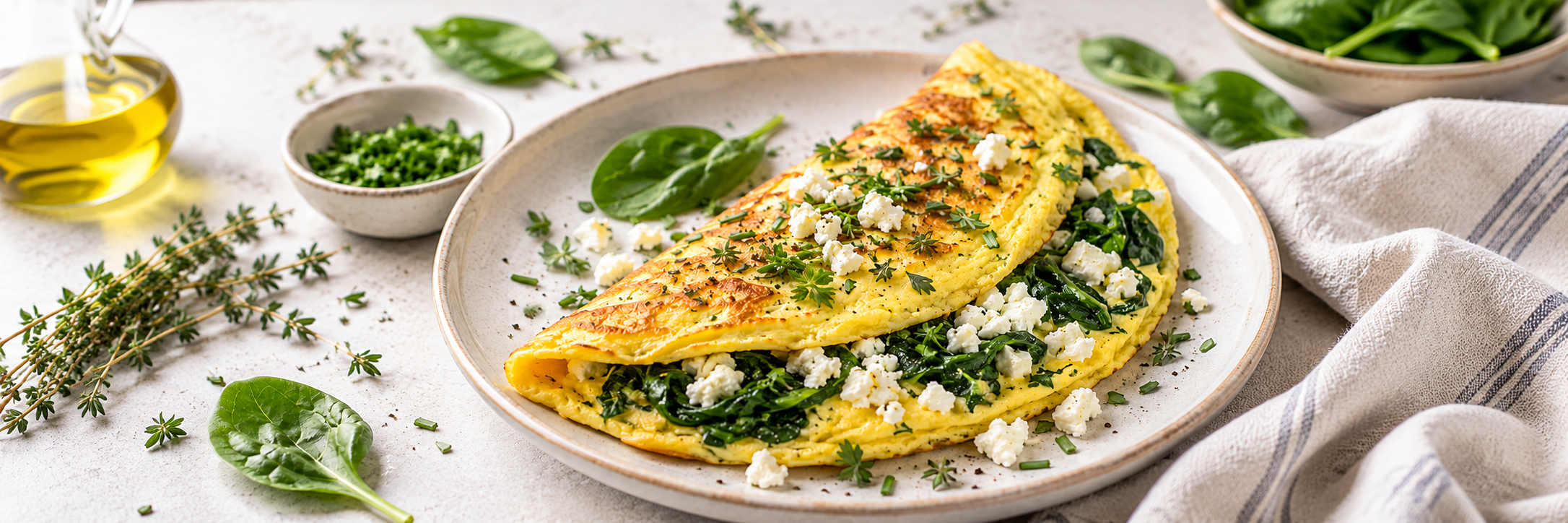 Feta-Kräuter-Omelett mit Spinat