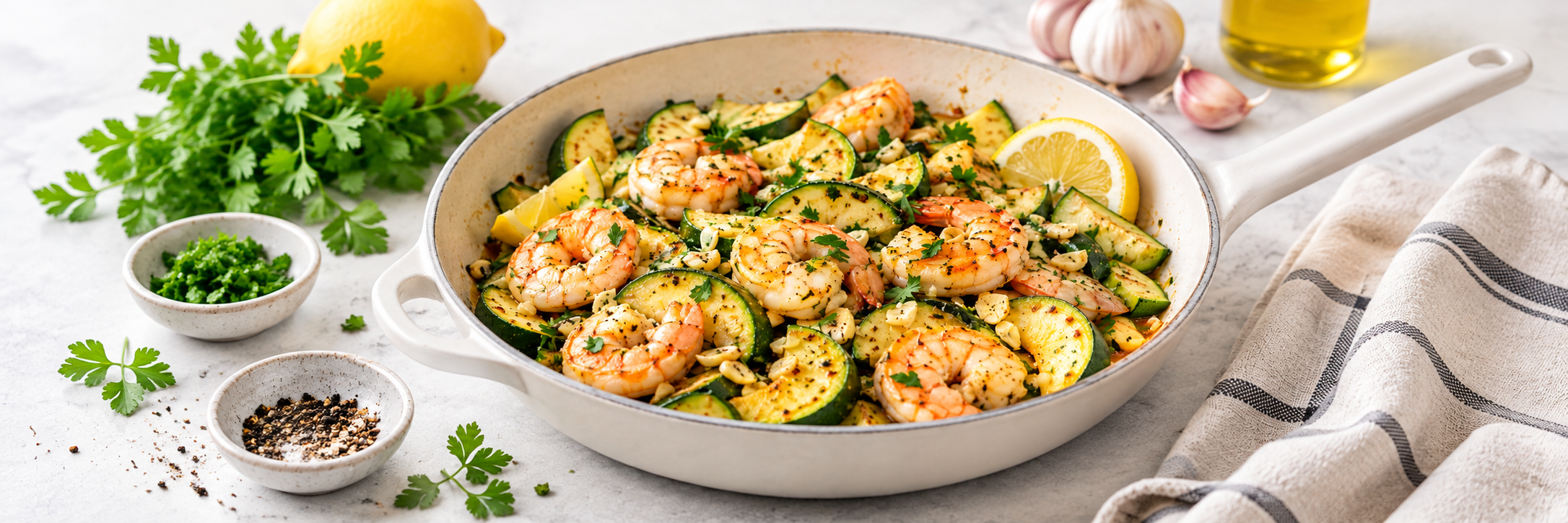 Garnelen-Zucchini-Pfanne mit Knoblauch