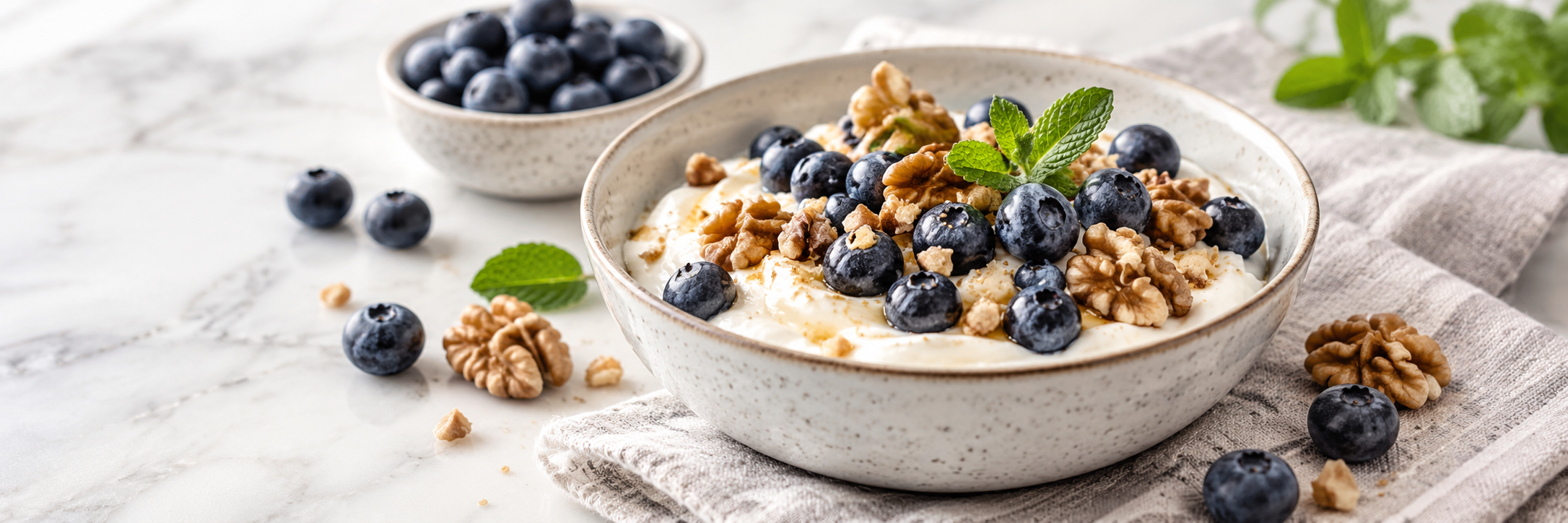 Griechische Joghurt-Walnuss-Bowl mit Heidelbeeren