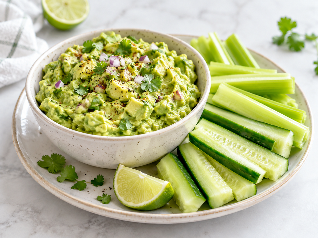 Guacamole mit Gurken-Sellerie-Sticks