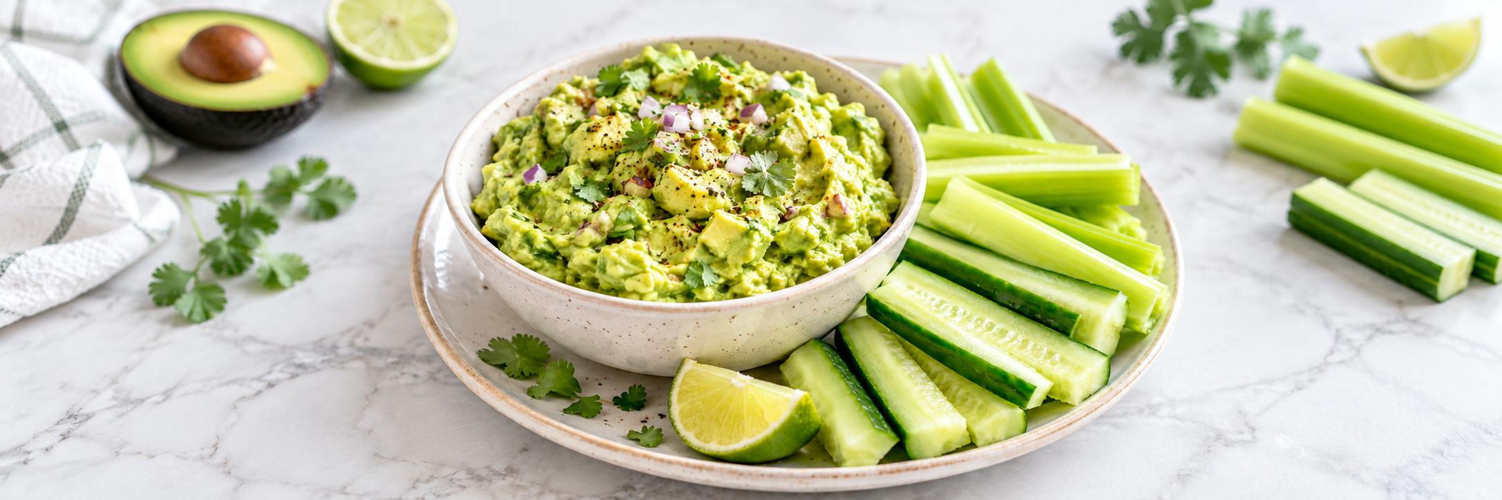 Guacamole mit Gurken-Sellerie-Sticks