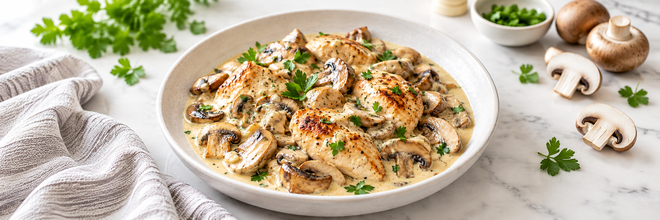 Hähnchen-Cremesauce mit Champignons