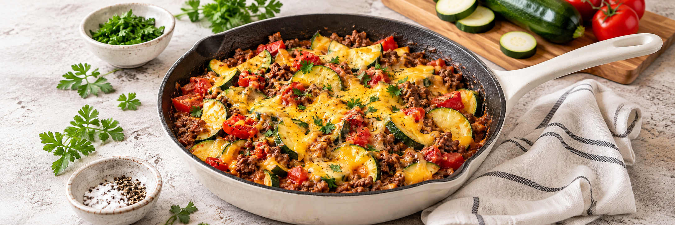 Würzige Zucchini-Hack-Pfanne